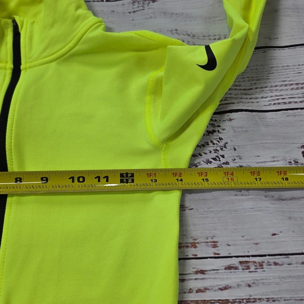Nike Quarter Zip Pullover Womens Small Neon Yellow Excellent Dri-Fit Thumbhole